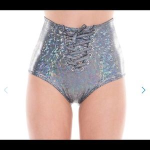 J.Valentine Holographic Lace Up Bottom-Black